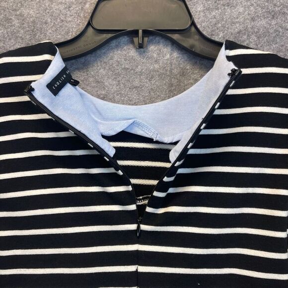 ENGLISH FACTORY Top Women's Small Black White Striped Ruffled Trim Long Sleeve - Picture 12 of 13